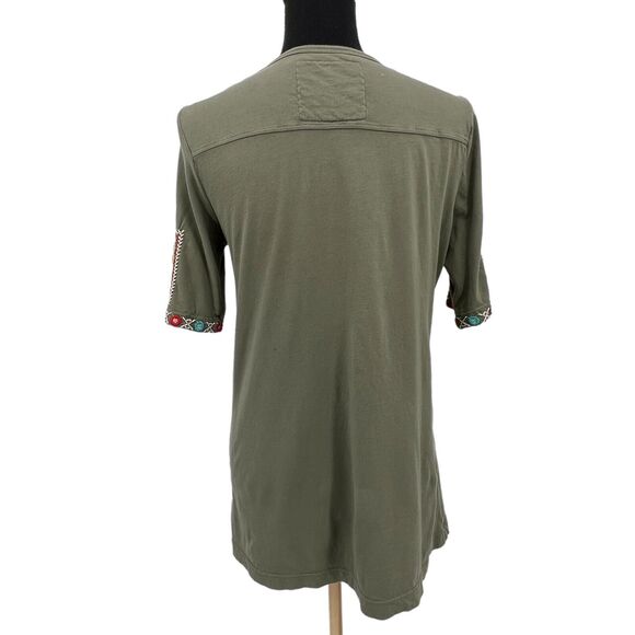 Johnny Was JW Los Angeles Olive Green Floral Embroidered Peasant Blouse Small - Picture 3 of 10